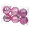 Елочный шар 6 шт, rose pink, 6 см, пластик, SYQC-0121274RP 4660114350079	 